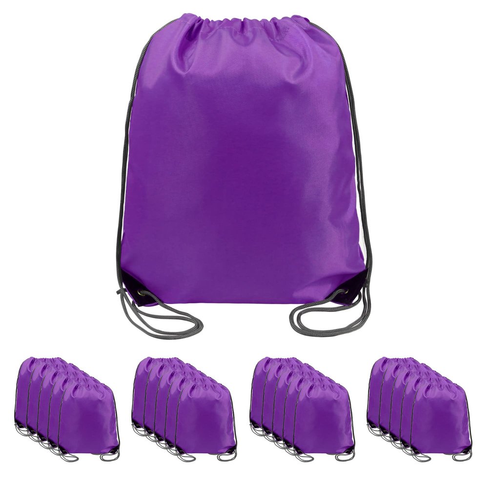 BeeGreen 20 pieces Wholesale Purple Drawstring Backpack Bags Cinch Bags Bulk Heavy Duty String Backpack Machine Washable Halloween Sackpack Outdoor Sport Bags for Men Women