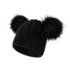 JOFOW Winter Cap Cotton Knitted Girls Faux Pom Kids Hat Hat Lined Baby Boys Toddler Hat Hats Winter Headgear Men Black view 1