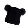 JOFOW Winter Cap Cotton Knitted Girls Faux Pom Kids Hat Hat Lined Baby Boys Toddler Hat Hats Winter Headgear Men Black view 2