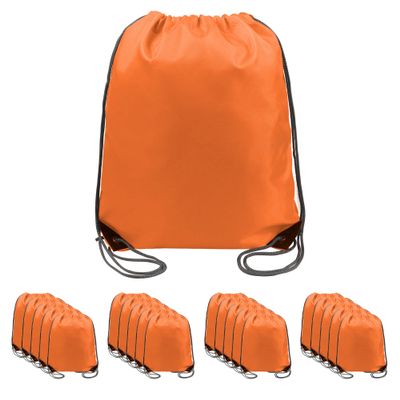 BeeGreen Orange 20 pieces Drawstring Backpack Bags Cinch Bags Bulk Heavy Duty Thanksgiving Bags to Hold Pumpkin Machine Washable Lightweight Sackpack Bags for Men Women