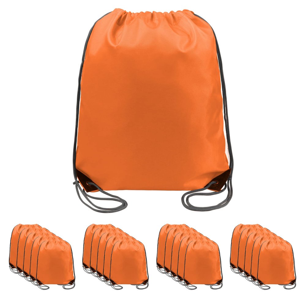 BeeGreen Orange 20 pieces Drawstring Backpack Bags Cinch Bags Bulk Heavy Duty Thanksgiving Bags to Hold Pumpkin Machine Washable Lightweight Sackpack Bags for Men Women