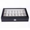 Watch Box Case 24 Slots Single Layer Storage Organizer Leather Watch Box w/ Glass Top Lid, Removable Watch Pillow Great for Watch Collection, Display Watch w/ Lock & Key for Men and Women BLACK view 4