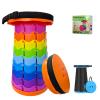 Jakuva Retractable Folding Camping Stool, Collapsible Telescoping Stool Portable Stool with Max Load 360lbs for Adults for Indoor Outdoor Fishing Hiking Gardening Travel, Orange view 1