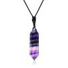 Apengshi Natural Crystal Rainbow Fluorite Double Pointed Pendants Healing Crystal Quartz Necklace 6 Faceted Chakra Energy Stone Meditation Balance Reiki Gifts view 1