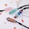 Apengshi Natural Crystal Rainbow Fluorite Double Pointed Pendants Healing Crystal Quartz Necklace 6 Faceted Chakra Energy Stone Meditation Balance Reiki Gifts view 4