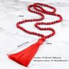 108 Mala Prayer Necklace 6mm Red Natural Stone Beaded Tassel Ethnic Necklace Women Men Yoga Jewelry Gift,Wooden Bead view 2