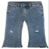 KIDSCOOL SPACE Little Girls Jeans,Ripped Holes Stretchy Bell-Bottom Slim Boot Cut Denim Pants,Blue,3-4 Years view 1