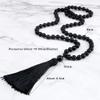 8mm Shiny Black Onyx Stone Beads Necklace Men Beads Buddha Knotted Volcanic Lava Stone Necklace Women Yoga Jewelry,Black Lava view 2