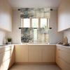 BaoNews Taupe Squares Texture Kitchen Valances for Windows,Grey and Beige Art Painting Blackout Valances Curtains Multilayer Polyester Drapes for Kitchen Bedroom 2 Pack 52X18 Inches view 3