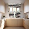 BaoNews Marble Texture Black and Gold Silver Kitchen Valances for Windows,Luxury Abstract Fluid Blackout Valances Curtains Multilayer Polyester Drapes for Kitchen Bedroom 2 Pack 52X18 Inches view 3