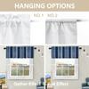 BaoNews Striped Blue and White Kitchen Valances for Windows,Colorful Striped Fabric Blackout Valances Curtains Multilayer Polyester Drapes for Kitchen Bedroom 2 Pack 52X16 Inches view 4