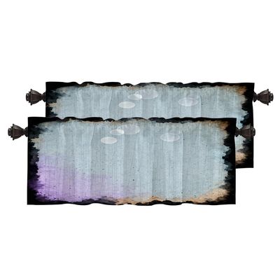 BaoNews Blue Grey Abstract Weathered Wall Kitchen Valances for Windows,Handmade Grunge Texture Blackout Valances Curtains Multilayer Polyester Drapes for Kitchen Bedroom 2 Pack 52X16 Inches