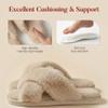 Ankis Women's Fuzzy Slippers Cross Band Open Toe Memory Foam Fluffy Plush House Slippers Indoor Outdoor Cozy Slipper Slides for Wedding Bride Pregnancy view 4