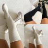 Thigh High Boots For Women Ladies Fashion Casual Stretchy Knit Leather Splicing Round Toe Platform Chunky Bottom High Heels Slip On Over The Knee Long Boots Slouchy Fitted Winter Tall (A-Beige, 8) view 4