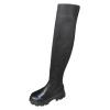 Thigh High Boots For Women Ladies Fashion Casual Stretchy Knit Leather Splicing Round Toe Platform Chunky Bottom High Heels Slip On Over The Knee Long Boots Slouchy Fitted Winter Tall (A-Black, 7.5) view 4
