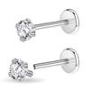 PunkTracker 16g/18g Surgical Steel Internal Thread CZ Stud Piercing Jewelry for Tragus/Nose/Helix/Conch/Medusa/Lip/Labret - Helix Tragus Cartilage Earring for Women Men 2PCS view 1