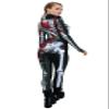 URVIP Womens Halloween Costume Skeleton Print Bodysuit Skinny Catsuit Jumpsuit Red Rose Skeleton M view 2