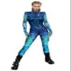 URVIP Womens Halloween Costume Skeleton Print Bodysuit Skinny Catsuit Jumpsuit Leopard Peacock Feather XL view 1
