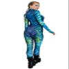 URVIP Womens Halloween Costume Skeleton Print Bodysuit Skinny Catsuit Jumpsuit Leopard Peacock Feather XL view 2