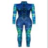 URVIP Womens Halloween Costume Skeleton Print Bodysuit Skinny Catsuit Jumpsuit Leopard Peacock Feather XL view 3