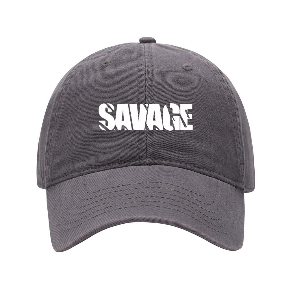 L8502-LXYB Men's Baseball Caps Savage Printed Washed Cotton Dad Hat Baseball Caps (Grey,7 5/8)