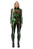 URVIP Women's Skull Skeleton Halloween Costume Jumpsuit Bodysuit Bodycon Outfit Red Rose Green Skeleton M view 1
