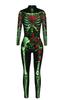 URVIP Women's Skull Skeleton Halloween Costume Jumpsuit Bodysuit Bodycon Outfit Red Rose Green Skeleton M view 3