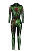 URVIP Women's Skull Skeleton Halloween Costume Jumpsuit Bodysuit Bodycon Outfit Red Rose Green Skeleton M view 4