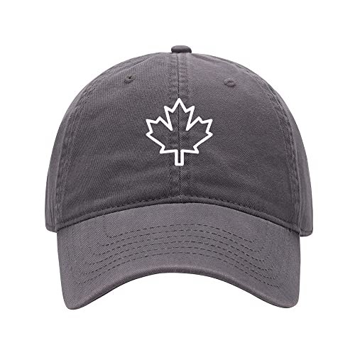 Men's Baseball Caps Canadian Maple Leaf Printed Washed Cotton Dad Hat Baseball Caps (Grey,7 5/8)