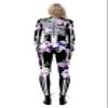 URVIP Women's Skull Skeleton Halloween Costume Jumpsuit Bodysuit Bodycon Outfit Butterfly Flower Skeleton XL view 2