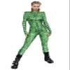URVIP Womens Halloween Costume Skeleton Print Bodysuit Skinny Catsuit Jumpsuit Green Fish Scale S view 1