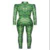 URVIP Womens Halloween Costume Skeleton Print Bodysuit Skinny Catsuit Jumpsuit Green Fish Scale S view 4