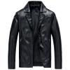 Maiyifu-GJ Men's PU Faux Leather Jacket Notch Lapel Slim Fit Zip Up Biker Jacket Vintage Moto Lightweight Outwear Coat (Black,Medium) view 1