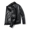 Maiyifu-GJ Men's PU Faux Leather Jacket Notch Lapel Slim Fit Zip Up Biker Jacket Vintage Moto Lightweight Outwear Coat (Black,Medium) view 2