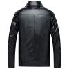 Maiyifu-GJ Men's PU Faux Leather Jacket Notch Lapel Slim Fit Zip Up Biker Jacket Vintage Moto Lightweight Outwear Coat (Black,Medium) view 4