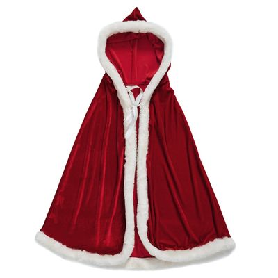 Ylucky Christmas Cloak Halloween Costume Xmas Mrs Santa Claus Cloak Velvet Hooded Robe Red Cape