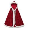 Ylucky Christmas Cloak Halloween Costume Xmas Mrs Santa Claus Cloak Velvet Hooded Robe Red Cape view 1