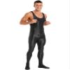 Sxiwei Men Spandex One-piece Jumpsuit Bodysuit Shiny Sleeveless Tank Top Dance Unitard Zentai Costume Black X-Large view 2