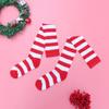 Sewroro Christmas Long Striped Socks, Red and White Striped Knee High Socks Christmas Costume Accessories view 4