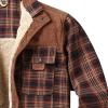Maiyifu-GJ Men's Sherpa Lined Flannel Shirt Jacket Plaid Long Sleeve Fleece Button Down Shirts Winter Warm Shirt Outerwear (Red,Large) view 2