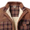 Maiyifu-GJ Men's Sherpa Lined Flannel Shirt Jacket Plaid Long Sleeve Fleece Button Down Shirts Winter Warm Shirt Outerwear (Red,Large) view 3