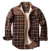 Maiyifu-GJ Men's Sherpa Lined Flannel Shirt Jacket Plaid Long Sleeve Fleece Button Down Shirts Winter Warm Shirt Outerwear (Brown,XX-Large) view 1