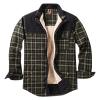 Maiyifu-GJ Men's Sherpa Lined Flannel Shirt Jacket Plaid Long Sleeve Fleece Button Down Shirts Winter Warm Shirt Outerwear (Dark Green,Large) view 1