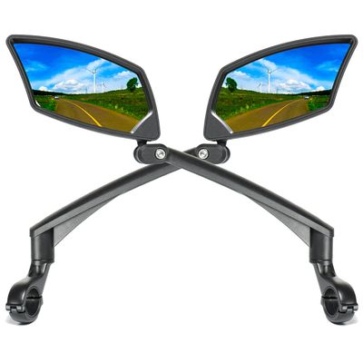 BriskMore Bike Handlebar Mirrors 1 Pair, HighDefinition Convex Scratch Resistant Glass Lens,Safe Rearview Bicycle Mirrors(Right And Left Side) BT-016