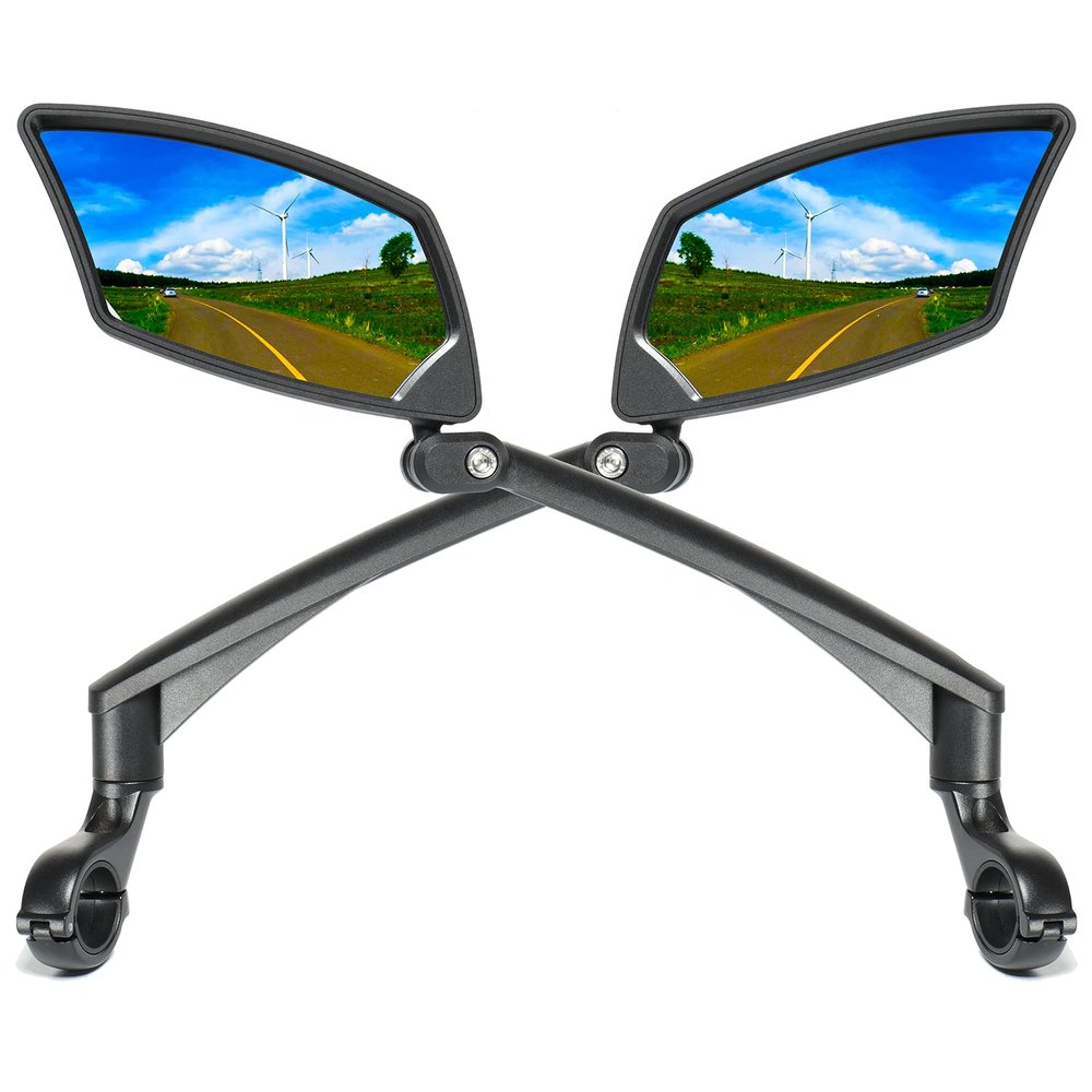 BriskMore Bike Handlebar Mirrors 1 Pair, HighDefinition Convex Scratch Resistant Glass Lens,Safe Rearview Bicycle Mirrors(Right And Left Side) BT-016