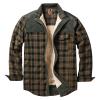 Maiyifu-GJ Men's Sherpa Lined Flannel Shirt Jacket Plaid Long Sleeve Fleece Button Down Shirts Winter Warm Shirt Outerwear (Light Green,Large) view 1