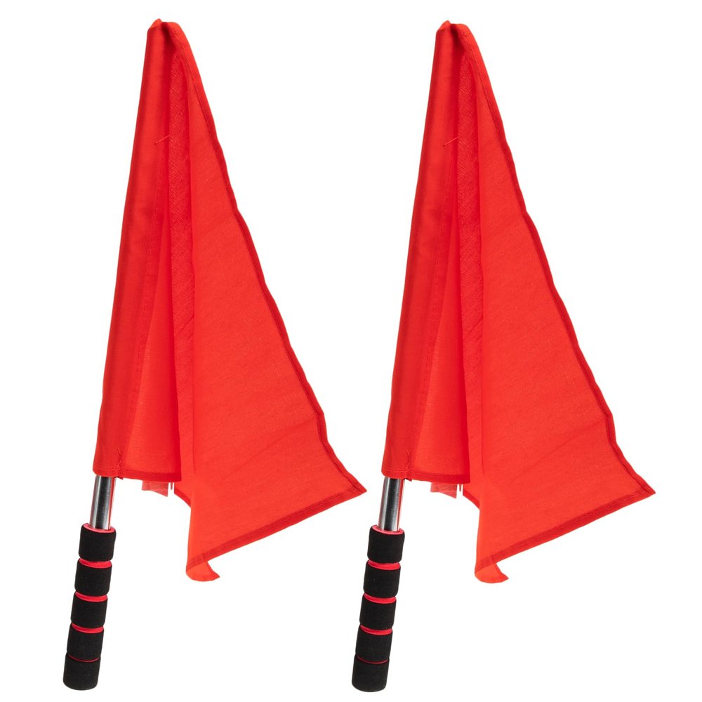2PCS Referee Flags Volleyball Flags Line Judge, Stainless Steel Hand Flag Red Signal Flag Sponge Handle Soccer Referee Volleyball Lightweight Equipment for, Track and Field
