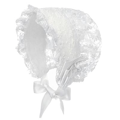 RUNQHUI Baby Girls Bonnet Baptism Hat Toddler Christening Cap Satin Cap Princess Sun Protection Hat White One Size