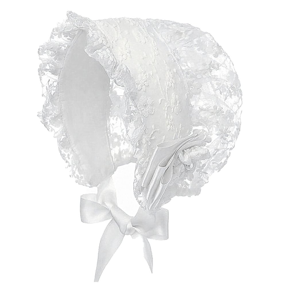 RUNQHUI Baby Girls Bonnet Baptism Hat Toddler Christening Cap Satin Cap Princess Sun Protection Hat White One Size