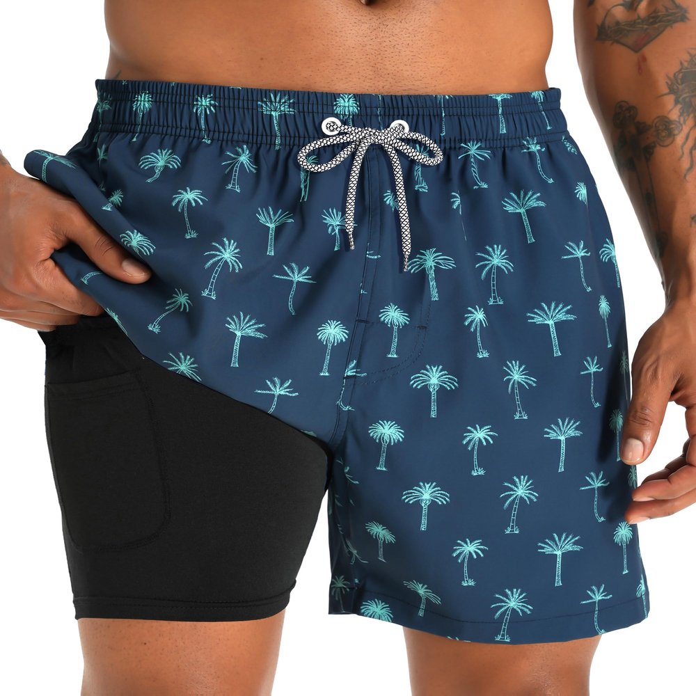 APTRO Men's Swim Trunks with Compression Liner 5 Inch Bathing Suit Beach Swimsuits #C207 L